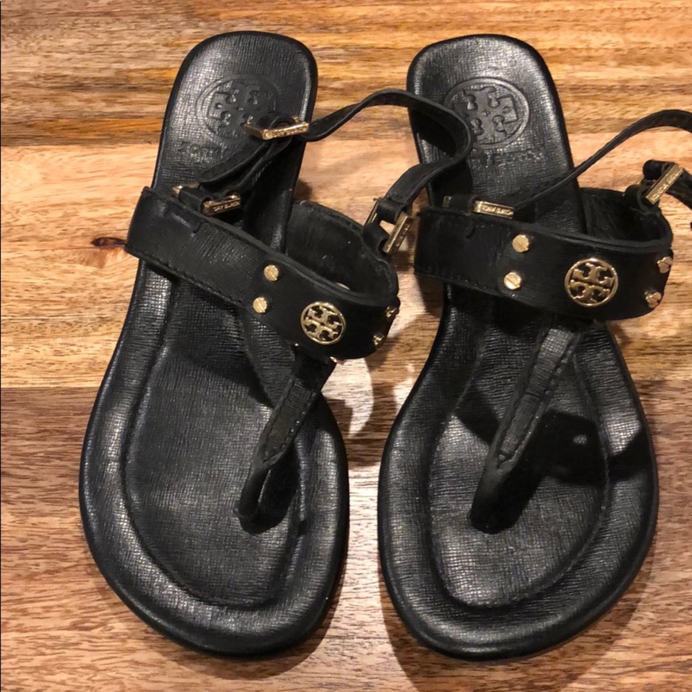 Tory Burch- Black Leather Wedge